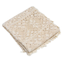 1Stk Beige Hohlsaum Tischdecke Aus Polyester Für Zuhause Dekor