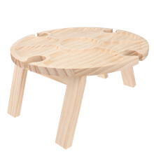 1Stk Tragbarer Klappbarer Holz Weintisch Khaki Für Outdoor Picknick