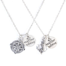 2Stk Freundschaftsketten Kompass Anker Alloy Silber Schmuck