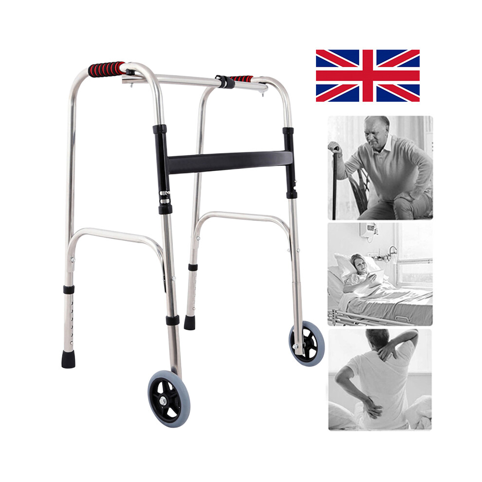 Folding Walking Frame Aid Lightweight Walker Adjustable Zimmer Wheels
