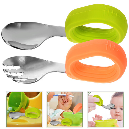 2Ensembles Ustensiles Bébé Silicone Pour Repas Maison 1