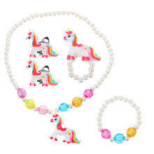1 Set Mädchen Einhorn Schmuck Halskette Ring Armband Ohrringe
