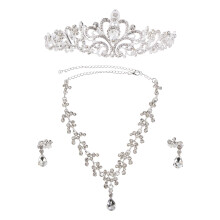 Hochzeitsdiadem Silber Schmuckset Halskette Ohrringe