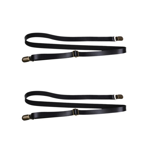 2Stk Verstellbare Leder Hosenträger Kinder Schwarz Strap Durable 2