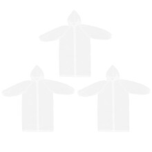 3Pcs White Eva Hiking Raincoats with Hood Durable Outdoor Rain Ponchos