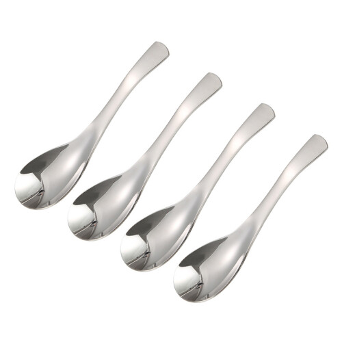 4Pcs Thick Stainless Steel Soup Spoons Silver Coffee Table Spoons