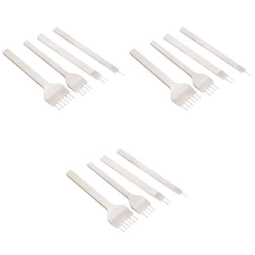 12Pièces Kit Perçage Cuir Blanc 4 Outils Prong Pour Artisanat 2