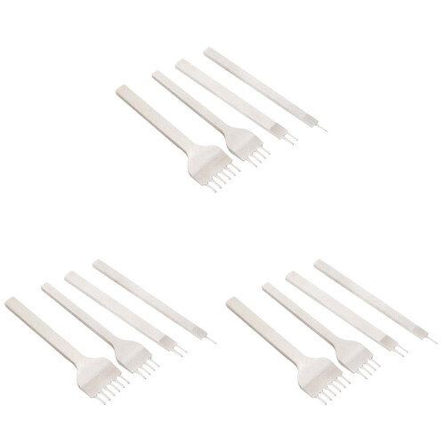 12Pièces Kit Perçage Cuir Blanc 4 Outils Prong Pour Artisanat 1