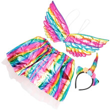 3Stk Kinder Flügel Und Rock Set Einhorn Haarband Bühne Party Kostüm