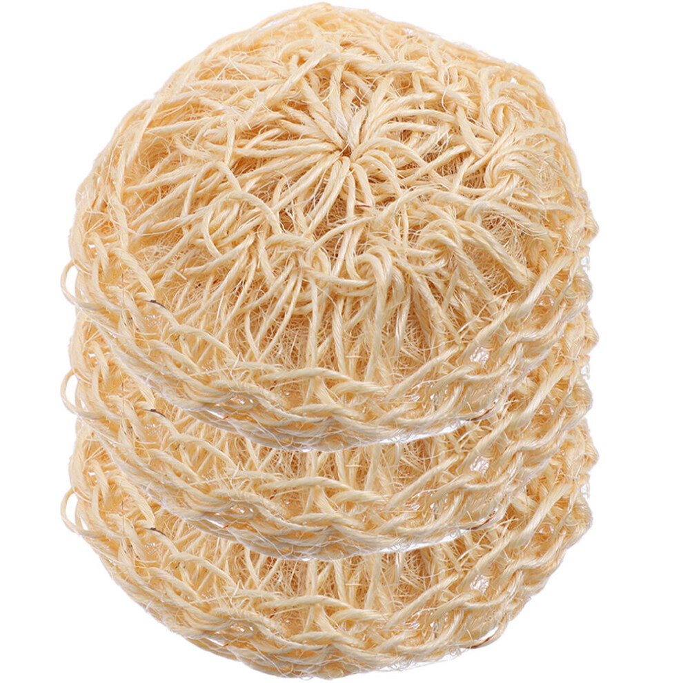Totority 3Pcs Khaki Sisal Shower Scrubbers Gentle Body Exfoliator Bath Supplies