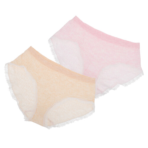 2Pcs Women Cotton Briefs Breathable Full Coverage Assorted Colors 2