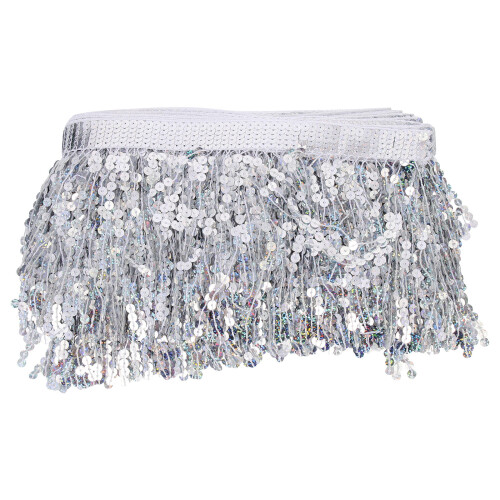 Decorative Tassel Trim Silver 1 Set 354x6in Polyester