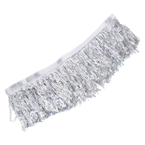 Decorative Tassel Trim Silver 1 Set 354x6in Polyester 2