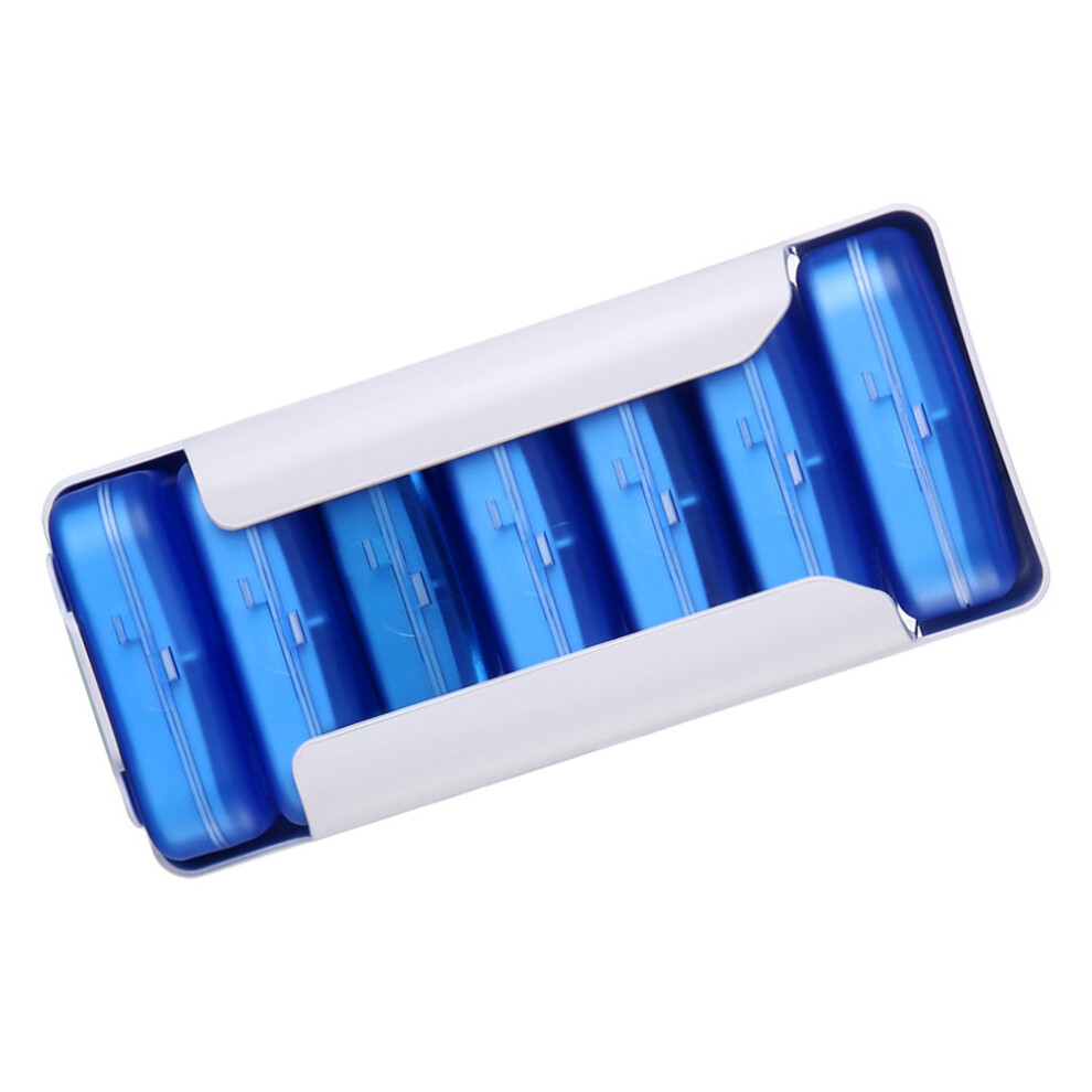 Villcase Blue 1Set 7-Layer Medicine Storage Case Abs Durable Pill Organizer