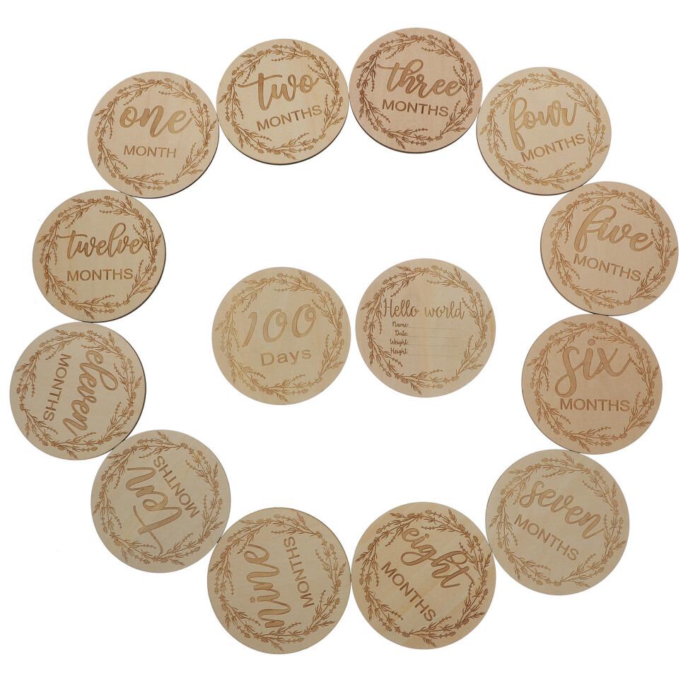 12Pcs Wooden Baby Milestone Cards For Growth Commemorative Photo Props Aboofan