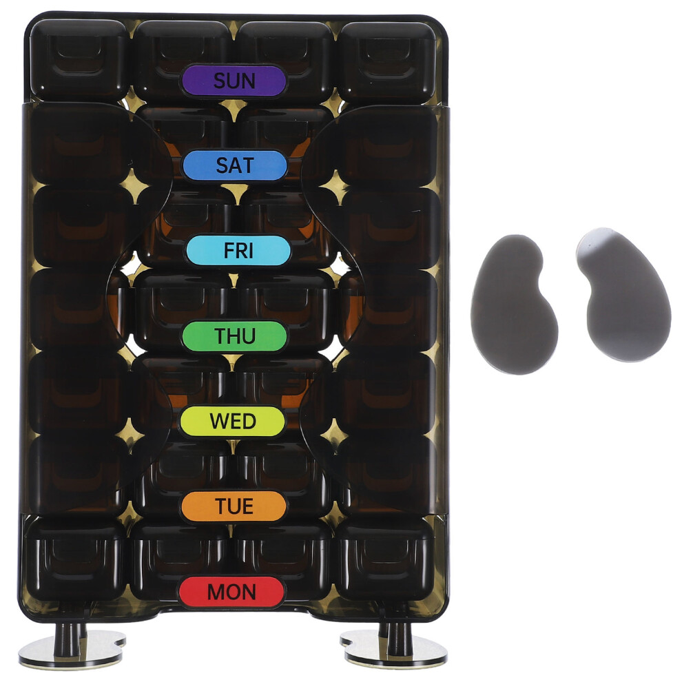 Happyyami Coffee Durable Plastic Weekly Medicine Organizer Portable Holder