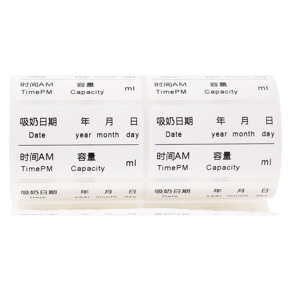 100Pcs Durable Breast Milk Bottle Labels Pvc Removable Stickers Black Villcase