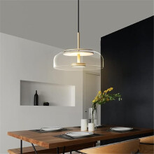 Modern Pendant Light with Warm LED Ambient Light, Glass Chandelier for Dining Room or Restaurant