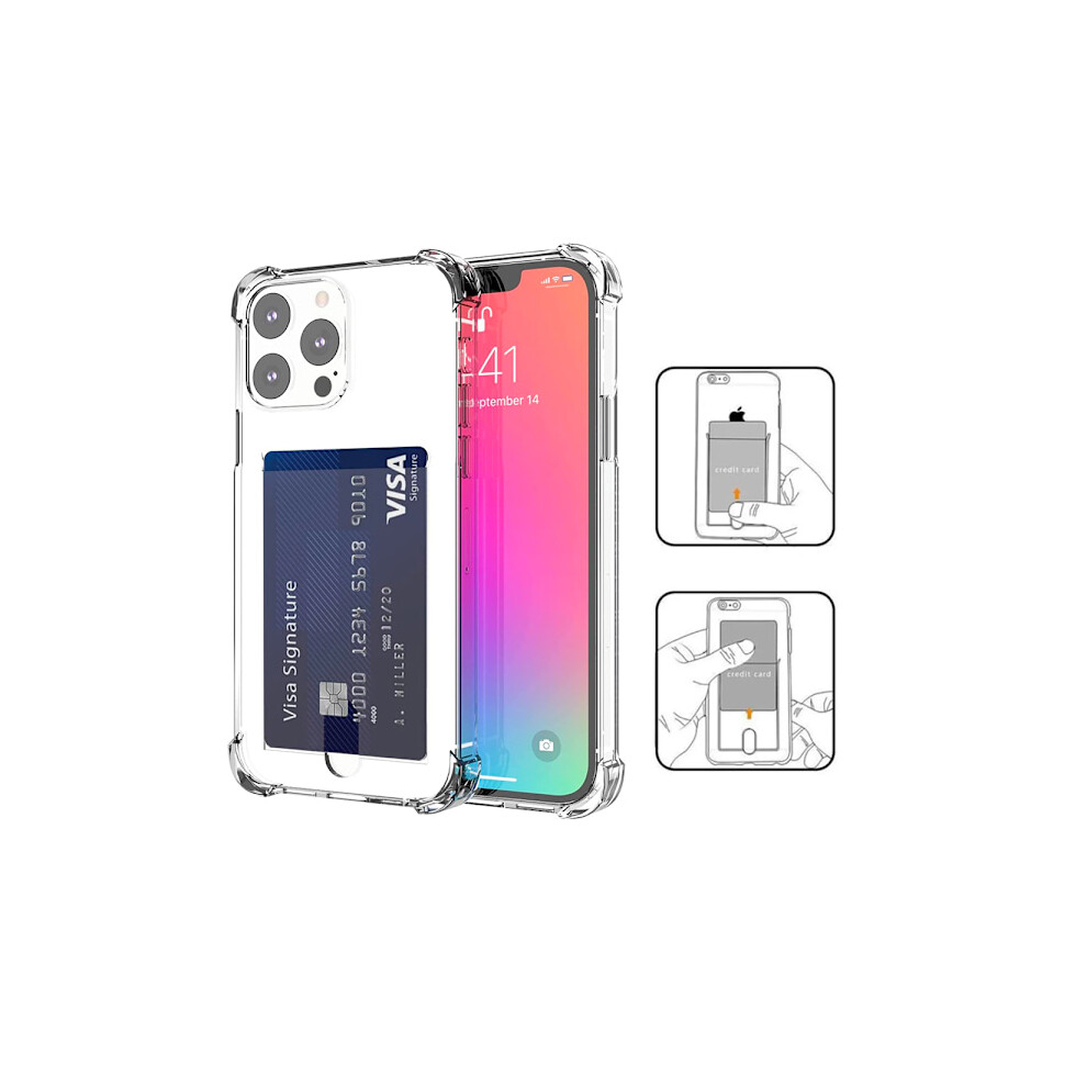 Compatible With Iphone 16 Pro - Shock-Absorbing Silicone Case With Airbag Function And Card Slot Transparent 9180479546696
