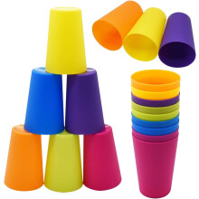 6.5 Ounce Kids Cups, 12 Pack Plastic Cups in 12 Assorted Colors, Unbreakable Toddler Drinking Cups by Casewin
