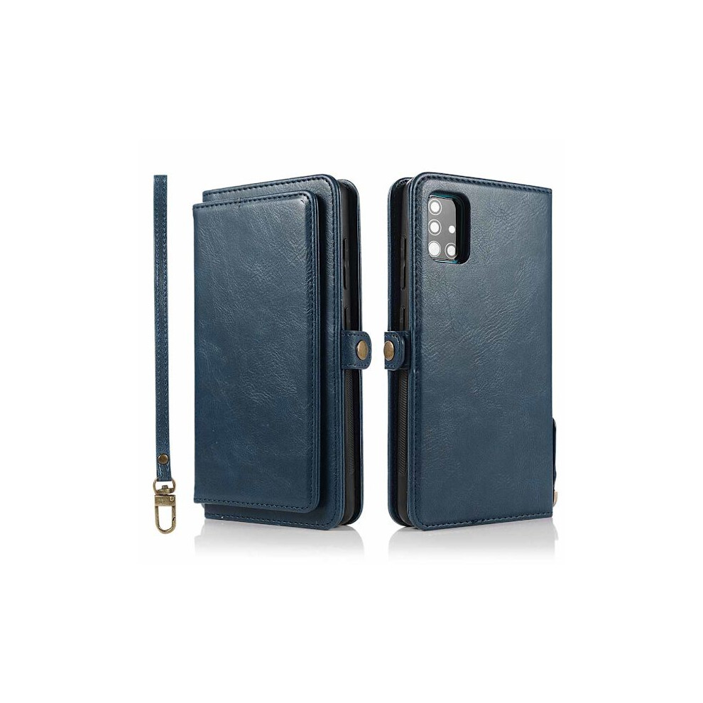 Compatible With Samsung Galaxy A51 - Practical 2-1 Wallet Case Dark Blue 9180479546504