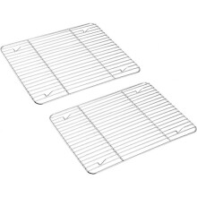 Set of 2 Stainless Steel Cooling Racks 31*24cm, for Baking, Roasting, Grilling, Cake, Dishwasher Safe, Healthy & Durable (FMY)