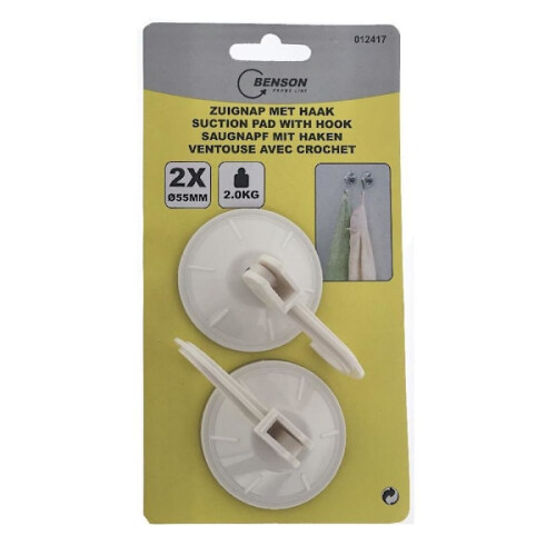 Hook with Suction Cup - Suction Cup Hook - Hanger - Up to 2 kg White 1