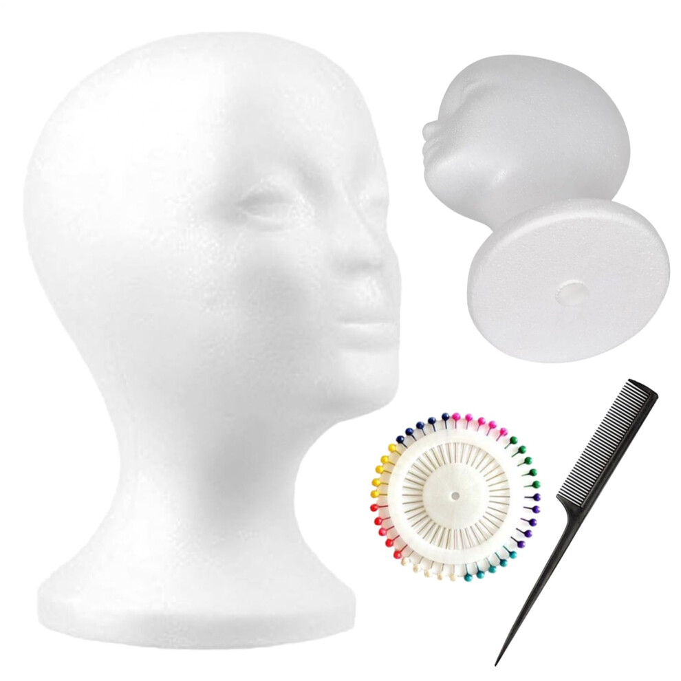 Unisex Wig Stand Foam Mannequin Head For Wigs With Accurate Head Proportions, Pins And Comb