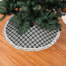 Christmas Fringed Lace Tree Skirt, Black Christmas Buffalo Check Tartan Gingham Plaid 1 Soft, Light, Good Touch Tree Skirt 36"