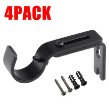 Adjustable Curtain Rod Bracket, Heavy Duty Holders 4 Pack, Compatible with 1 Inch Drape Rods, Wall Hooks Hangers Extender