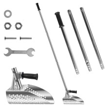 Long Handle Sand Scoop, Heavy Duty Stainless Steel with Removable Handle Compatible with Metal Detectors, Beach Digging Shovel Tool