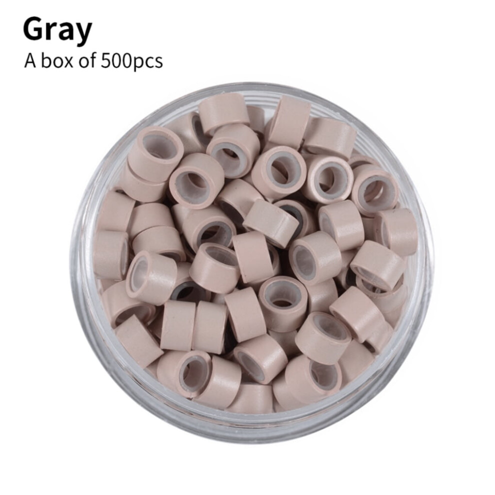 Unisex Gray 500Pcs Micro Rings 5Mm Diyoo Lined Aluminum Link Beads For Hair Extensions Tools,