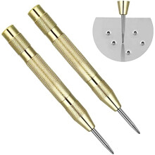 Automatic Center Punch, 2 Pack 5 IN Spring Loaded with Adjustable One-Handed Impact, Premium Steel Tip for Machinists & Carpenters, Gold
