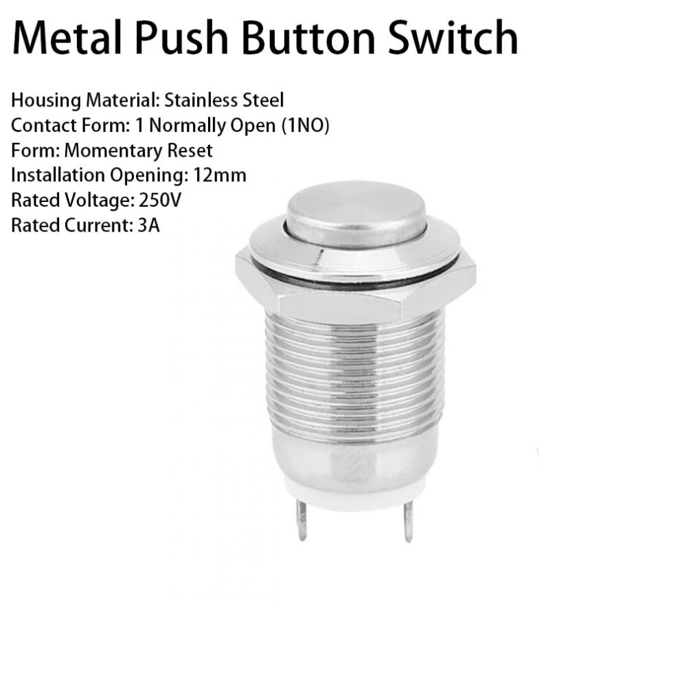 12Mm Round Metal Push Button Switch Momentary Power Reset 9170372891689