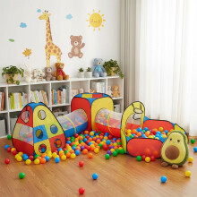 5-in-1 Pop-Up Kids Play Tent Set with Tunnel & Basketball Hoop