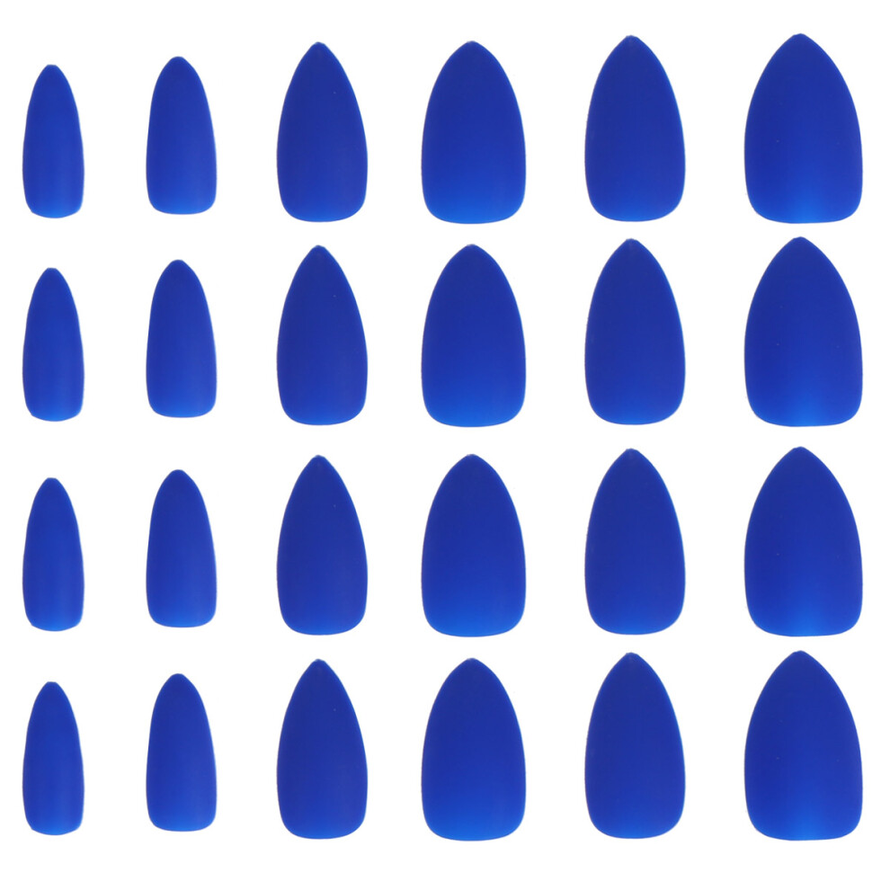 Vaguelly Blue 24Pcs Women Nail Decor Fake Nail Stickers Easy Apply Durable