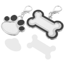 2Pcs Heavy Duty Black Metal Dog Tag Blanks for Custom Pet Name Tags