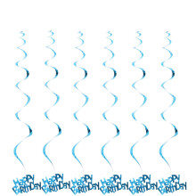 6pcs Dizzy Danglers Party Swirl Spiral Haning Pendants (Sky Blue)