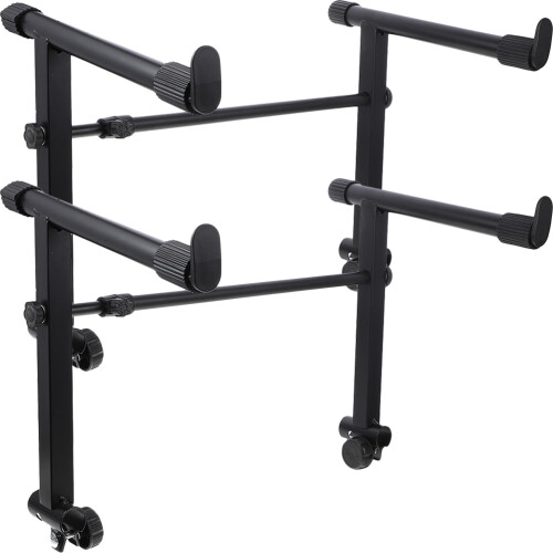 2Sets Black Iron Adjustable Keyboard Stand Durable Piano Rack Holder