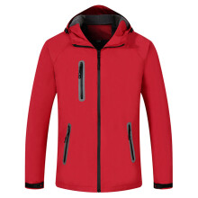 Rood Outdoorjas Met Fleece Hooded Zipper Winterwandelen