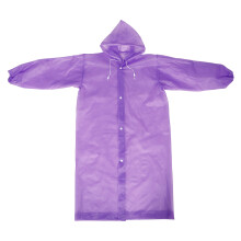 Kids Rain Poncho Purple Waterproof Plastic Outdoor Hooded Jacket