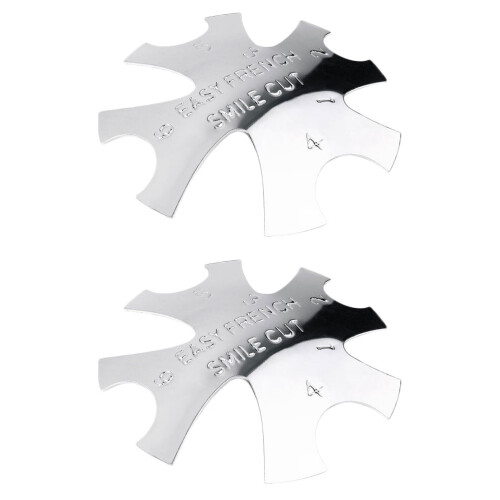 2Pcs Metal Nail Cutter Templates Silver Manicure Stencil DIY Tool 1