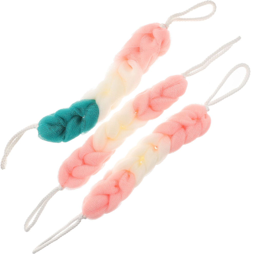 Vaguelly Light 3Pcs Bath Pouf Exfoliating Sponge Long Shower Mesh Assorted