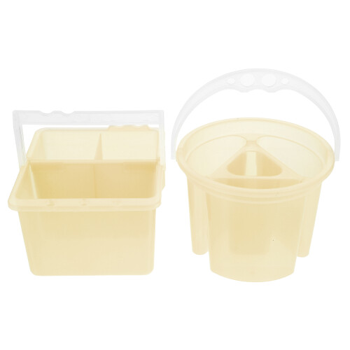 2Pcs Compact Artist Brush Cleaner Water Bucket Light Yellow Durable PP 2