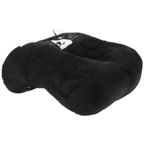 Black Plush Face Down Pillow with Arm Hole for Office Nap Support 1