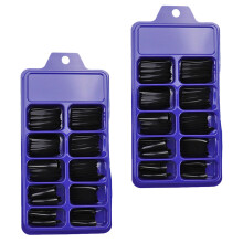 200Stk Extra Lange Coffin Nail Tips Schwarz Kunststoff