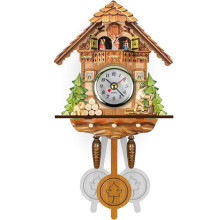 Traditional Wooden Cuckoo Clock Handcrafted Black Forest Chalet Quartz Wall Pendulum
