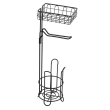 Bathroom Storage Rack Floor Standing Organizer with Towel and Toilet Paper Holder and Basket