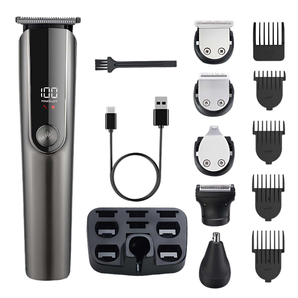 Hair Clippers and Beard Trimmer 5in1 Grooming Kit with LCD Display, TypeC Fast Charging, 3 Speeds