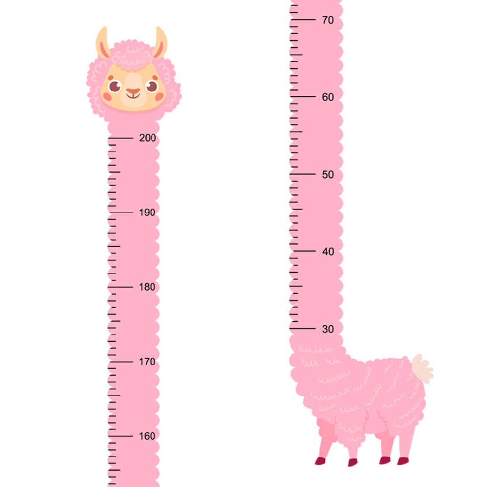 Vinyl Wall Decals Cute Alpaca Growth Chart For Kids Room Nursery Removable Height Sticker Pink